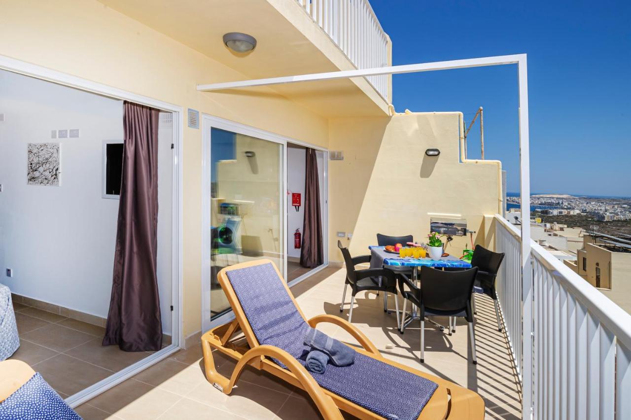 Summer Breeze Apartment With Terrace With Panoramic Views - By Getawaysmalta 멜리에하 외부 사진